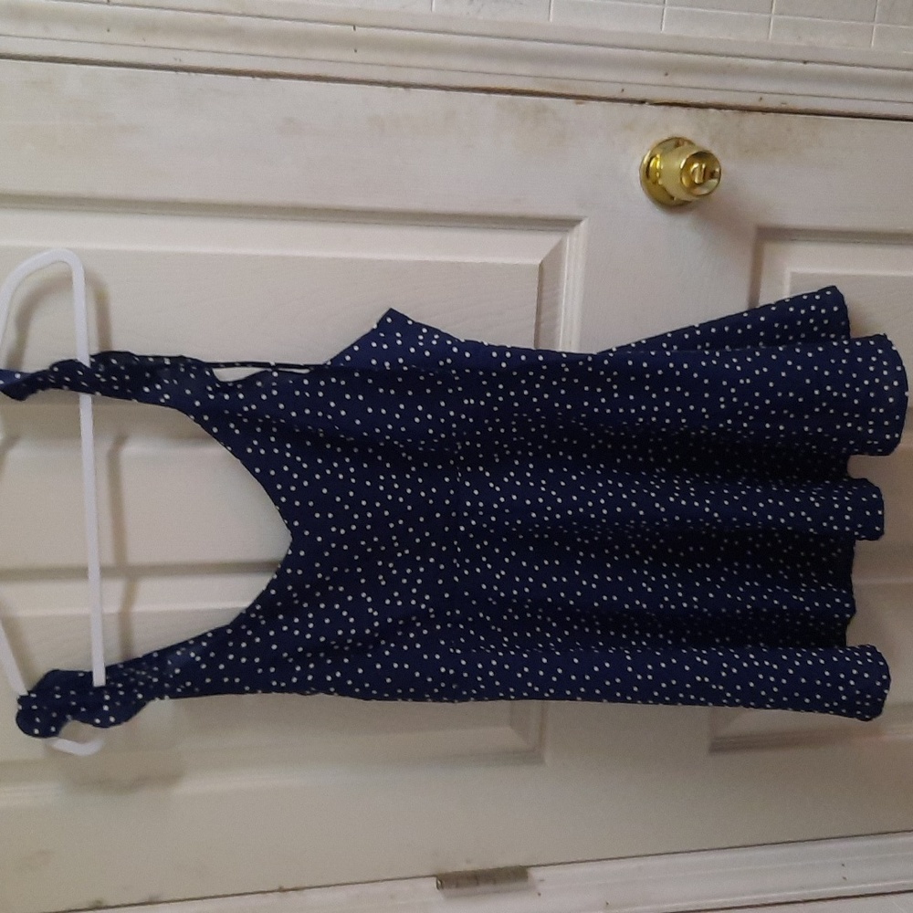 Blue and white polka dot cami size large
